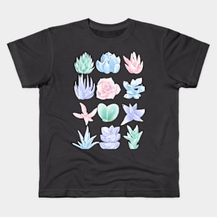 Illustration Plants Colorful Succulent Graphic Leaf Garden Kids T-Shirt